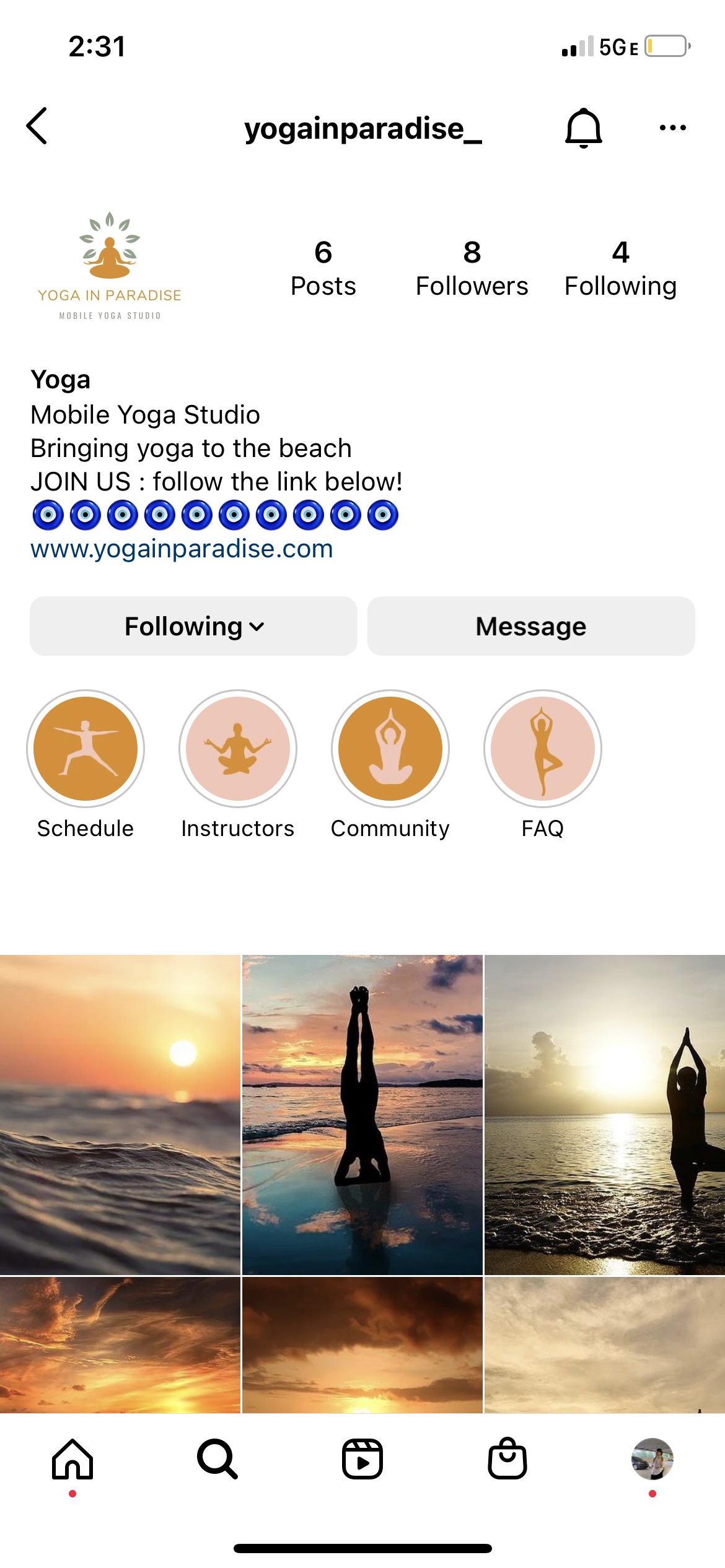 content creation and social media services created for yoga in paradise